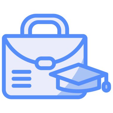 öğrenci çantası simgesi, vektör, basit ve düz tasarım