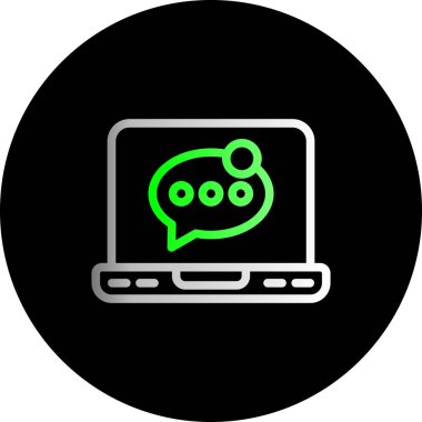 Sohbet simgesi çizimi olan dizüstü bilgisayar