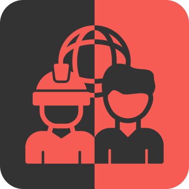 Kulaklık simgesi, vektör illüstrasyonu olan insanlar