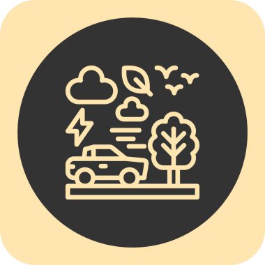 Ağaçların, ağaçların ve rüzgarda bulutların ikonu