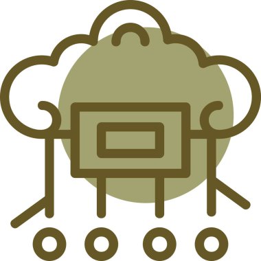 ağ bulut hesaplama simgesi ana hat biçiminde