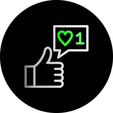 Kalbi olan bir el ve başparmak yukarı simgesi, basit tasarım