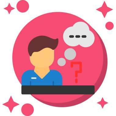 Adam işini düşünüyor. vektör illüstrasyonu