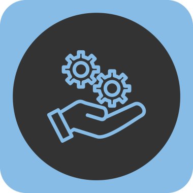 Dişli Tümleştirme düz kare vektör simgesi