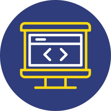 Web simgesi, bilgisayar ekranının vektör illüstrasyonu