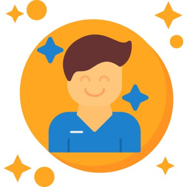 Tıbbi maskeli ve yıldızlı bir adamın vektör çizimi