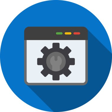 Web Servis Düz Gölge Ağı simgesi, vektör illüstrasyonu