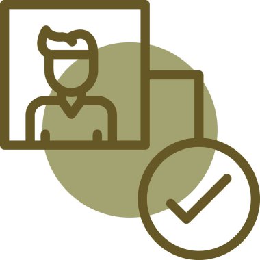 kontrol listesi simgesi. Vektör biçimi yuvarlak açılı düz ikonik sembol ve eko yeşil renk, kahverengi arkaplan.