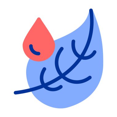 Kırmızı bir çiçeğin mavi damlasının vektör çizimi