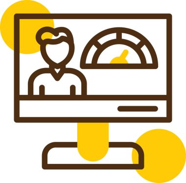 Müşteri Puanı Sarı Çizgili Çember Ağ simgesi, vektör illüstrasyonu