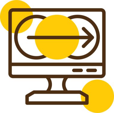 Bilgisayar monitörü. Web simgesi vektör illüstrasyonu