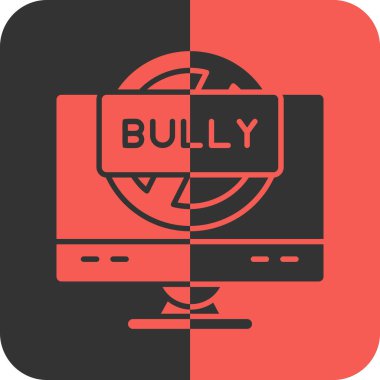 Siber zorbalık kavramı ikonu, kırmızı kurdeleli bilgisayar faresi. Beyaz arkaplanda vektör illüstrasyonu.