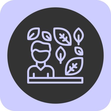 Saksıda bitkisi olan bir adamın vektör çizimi