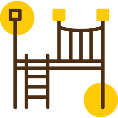 Oyun alanı salıncağı. Çocuk ve çocukların basit bir tasviri. beyaz üzerine izole