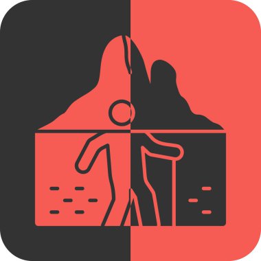 Beyaz arka planda izole edilmiş, son moda düz tarzda bir volkan ikonu. Tasarım, logo, ağ ve uygulama için volkan ikonu vektör çizimi. vektör.