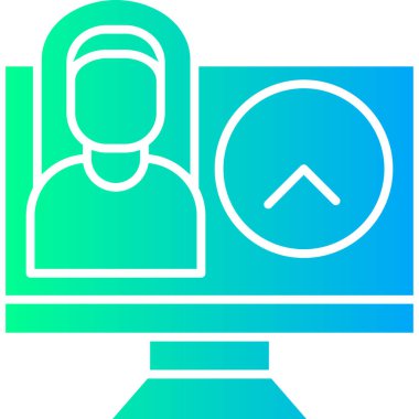 Mavi takım elbiseli ve kamera simgesi olan bir adamın vektör çizimi