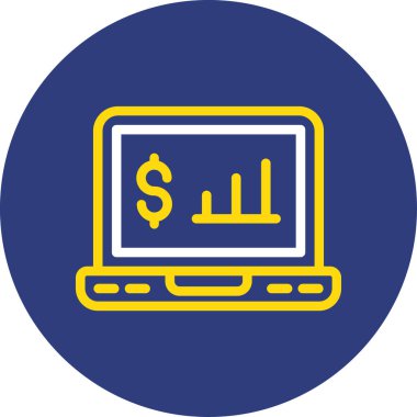 Dolar işareti olan bir laptop. vektör illüstrasyonu