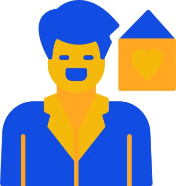 Mavi saçlı ve sarı gömlekli adam.