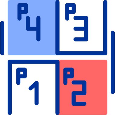 Mavi ve kırmızı çizgi futbol sahası ikonu beyaz arkaplanda izole edildi. Renkli taslak konsepti. vektör.