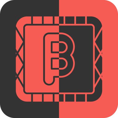 Tek bir b 'nin kırmızı ve siyah ikonunun vektör çizimi