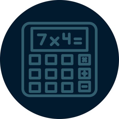 Hesap makinesi simgesi. Beyaz ve mavi üzerine izole edilmiş eğitim simgelerinin tasarımı