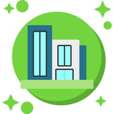 Beyaz arkaplanda modern binanın vektör illüstrasyonu