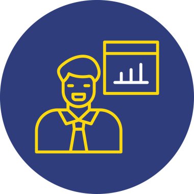 Grafik ikonu olan bir iş adamı. vektör illüstrasyonu