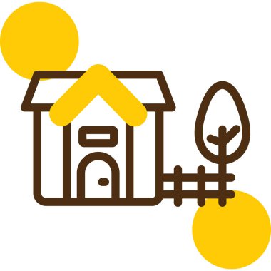 bahçede bir evin vektör illüstrasyon