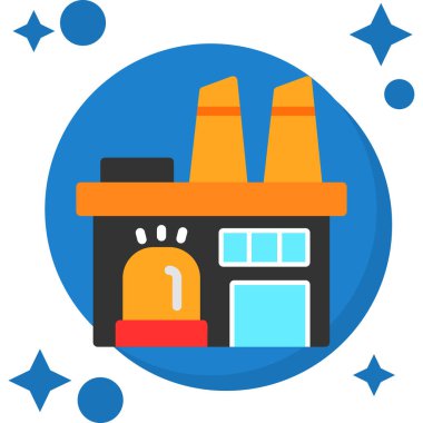 Fabrika düz simgesi, vektör illüstrasyonu