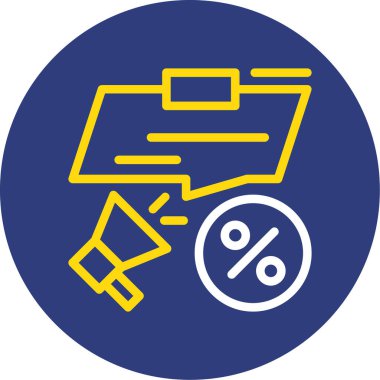 İndirim etiketi simgesi, taslak vektör tasarımı, düzenlenebilir satır vuruşu.