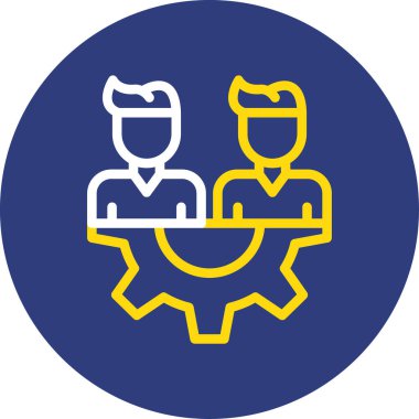 Vites simgesine sahip bir grup insanın vektör çizimi