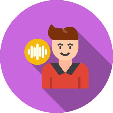 Sesli mesaj Düz Gölge web simgesi, vektör illüstrasyonu