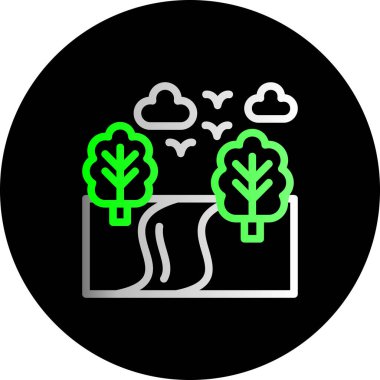 güzel orman çizgisi vektör simgesi