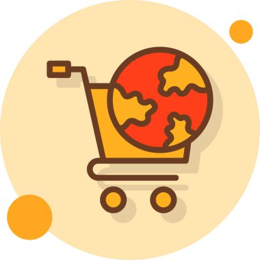 Toprak küresi ikonlu alışveriş arabası, alışveriş sepeti.