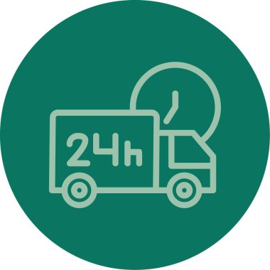 24 saat kamyon vektör resimleme simgesi