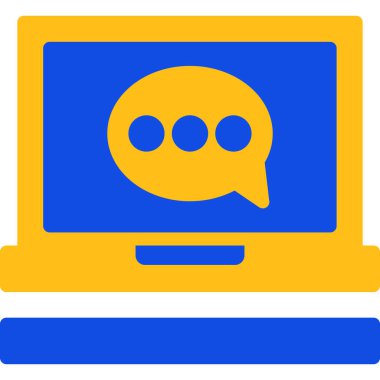 Sohbet mesajı simgesi olan laptop. Konuşma vektör rengi ile özet sohbet iletisi düz izole