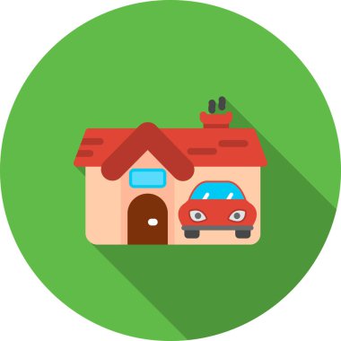 Garaj Düz Gölge Ağı simgesi, vektör illüstrasyonu