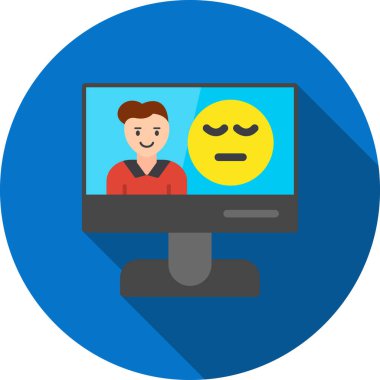 emoji simgesi, vektör illüstrasyonlu bilgisayar monitörü