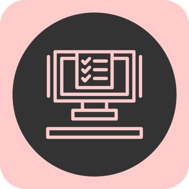 Kontrol listesi olan dizüstü bilgisayarın vektör simgesi