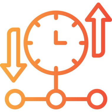 Zaman yönetimi simgesi. Çizgi biçimi vektör sembolü, düz renk, beyaz arkaplan