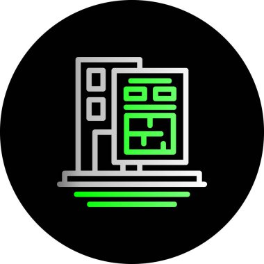 bilgisayar sunucusu simgesi renk ana hatları vektörü