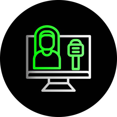 Bir mikrofon ikon vektör illüstrasyonlu bilgisayar monitörü