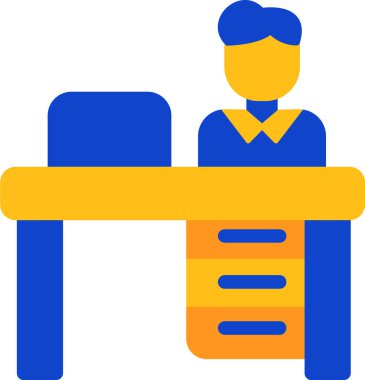 Masa başı çalışan simgesi düz stil