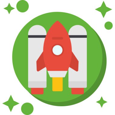 roket düz simgesi, vektör illüstrasyonu