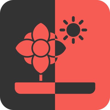 Siyah çiçek simgesi beyaz arkaplanda izole edilmiş. Kırmızı kare düğme. vektör illüstrasyonu