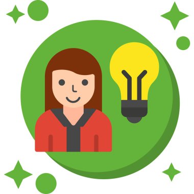 Kadın ampul fikri grafik vektör illüstrasyonu