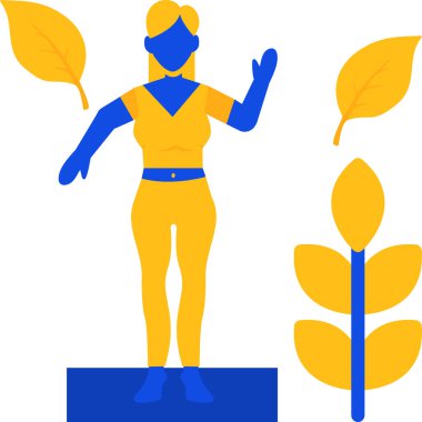 Vektör çizimi. Sarı yapraklı kadın.