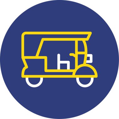 Otobüs vektör simgesi. biçim düz yuvarlak sembol, sarı renk, yuvarlak açılar, beyaz arkaplan