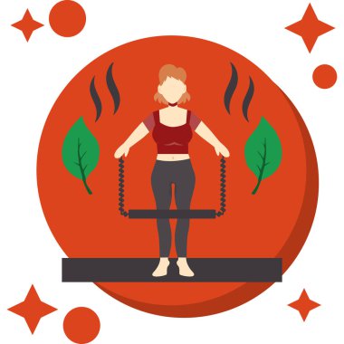 Genç bir kadın spor aletleri vektör illüstrasyon grafik tasarımı ile spor yapıyor.