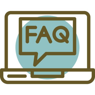Mesaj işareti faq ve soru gösteriyor. kavram anlamı soru listesi ve belirli sorulara cevap listesi soyut bilgisayar dizüstü bilgisayarı boş ekran ve sohbet baloncuğu ile